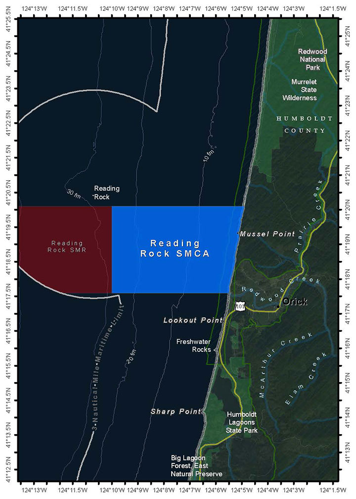 Map of Reading Rock State Marine Conservation Area - click to enlarge in new tab